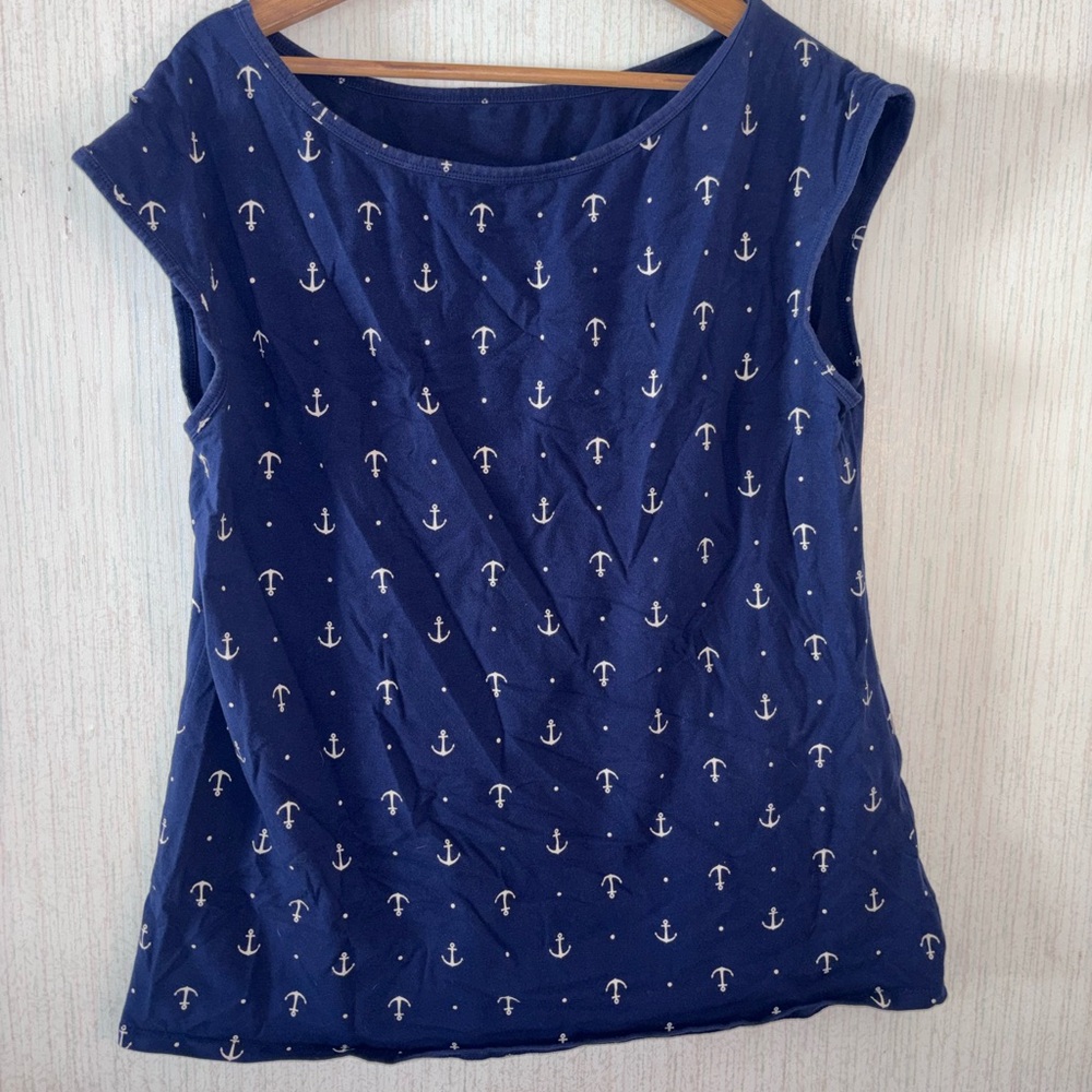 3/$15 Nautical Anchor Print Women's Top - Blue